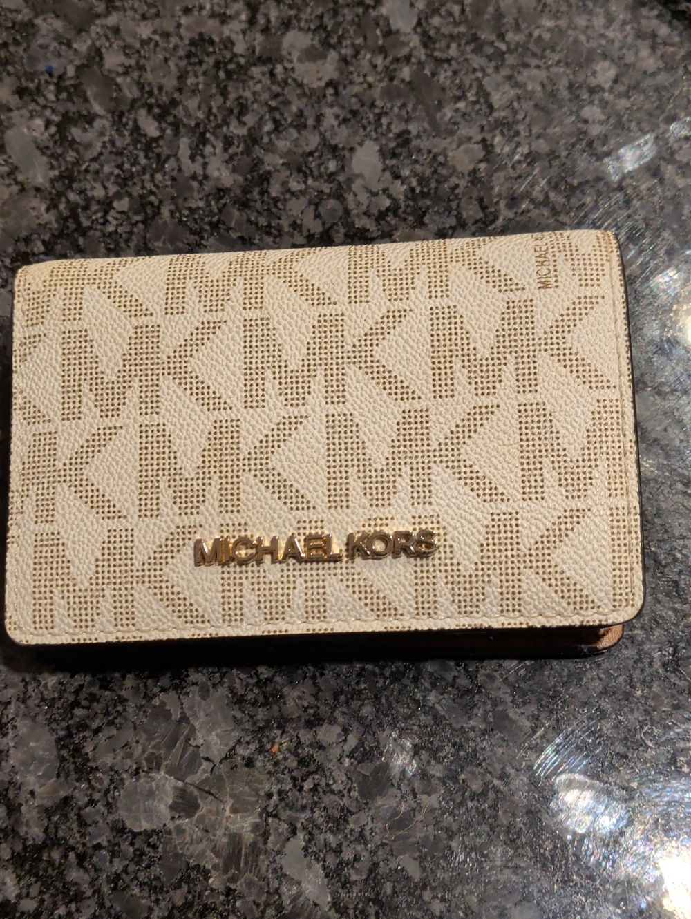 Michael Kors Monogram Wallet in Cream & Brown